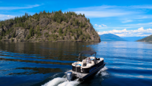 25' Black Starcraft Triple Pontoon Boat Rental | Seats 14 - Shuswap Lake