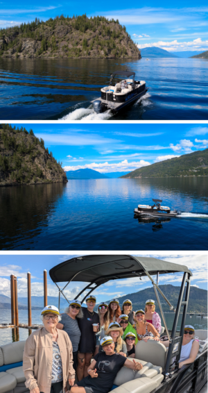 25' Black Starcraft Triple Pontoon Boat Rental | Seats 14 - Shuswap Lake (Copy)
